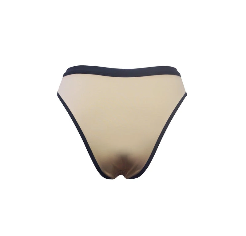 Hamade Activewear Lace Up High Cut Bottoms - Sand/Black 6 Hamade Activewear Lace Up High Cut Bottoms - Sand/Black