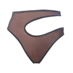 Hamade Activewear Asymmetric Mesh High Cut Bottoms - Black/Sand