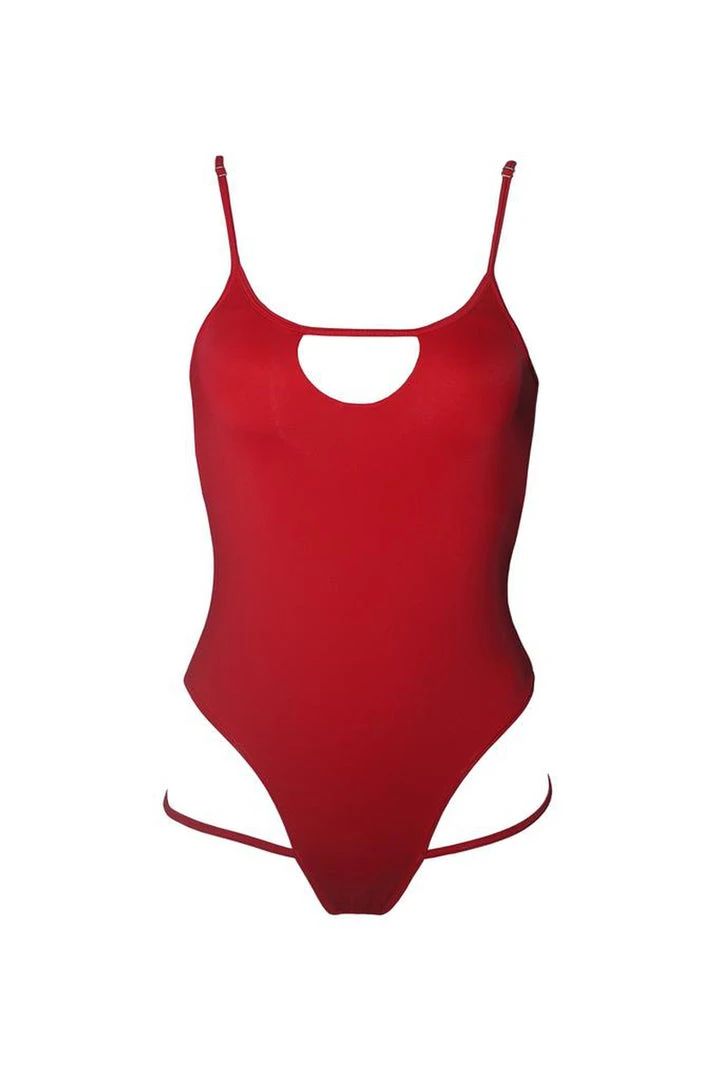 All Pole Wear Hamade Activewear Hollow Front Bodysuit - Red 3 All Pole Wear Hamade Activewear Hollow Front Bodysuit - Red
