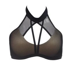 Hamade Activewear Mesh Halter Neck Top - Black