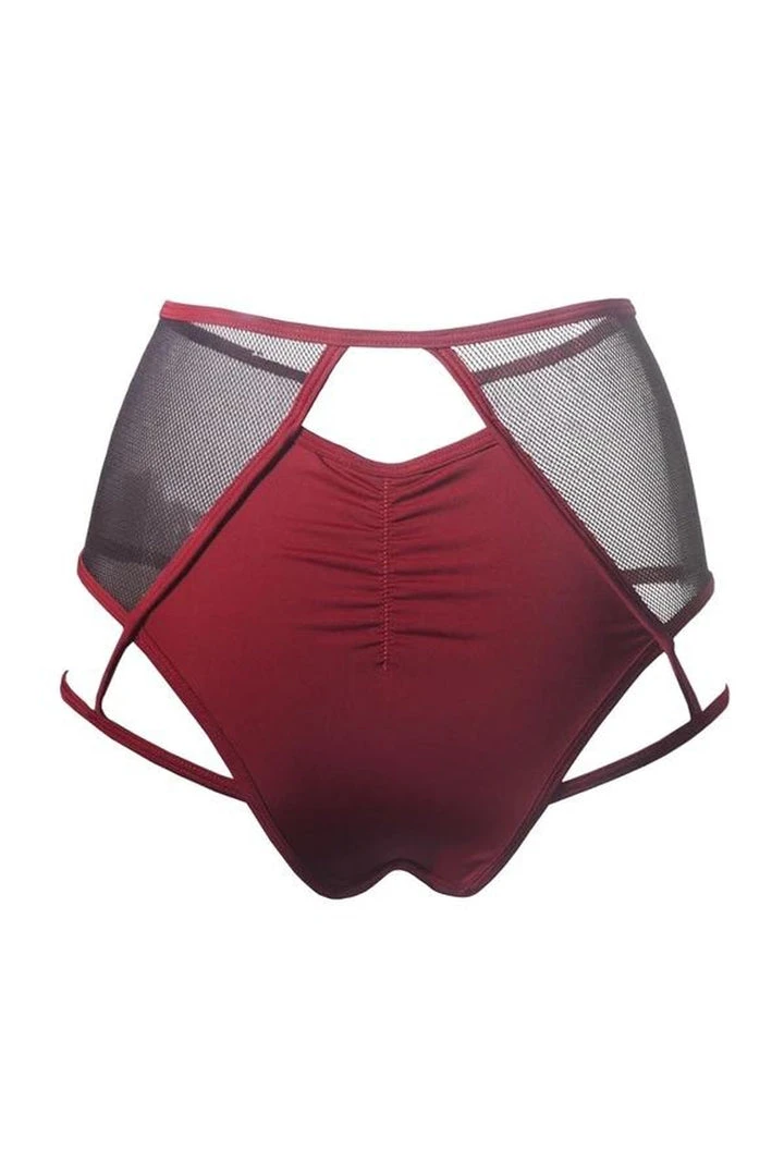 All Pole Wear Hamade Activewear High Waisted Mesh Garter Bottoms - Brick Red 8 All Pole Wear Hamade Activewear High Waisted Mesh Garter Bottoms - Brick Red