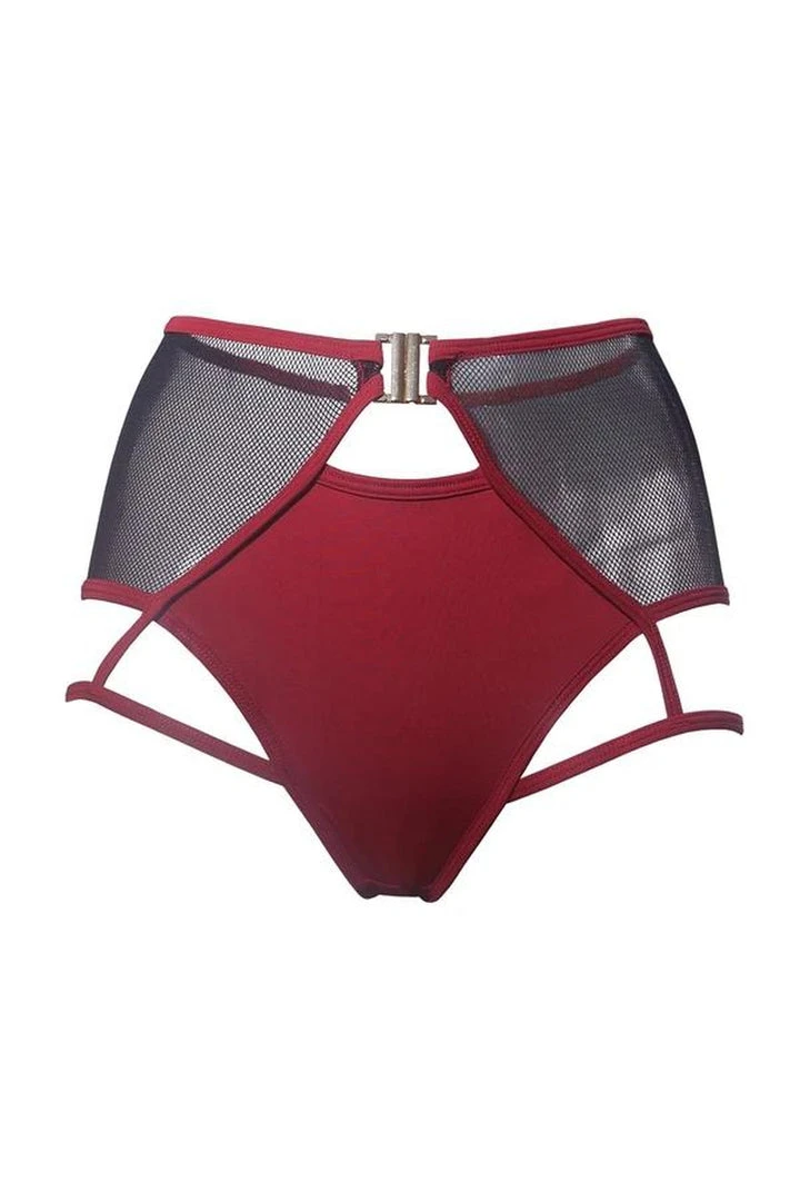 All Pole Wear Hamade Activewear High Waisted Mesh Garter Bottoms - Brick Red 7 All Pole Wear Hamade Activewear High Waisted Mesh Garter Bottoms - Brick Red