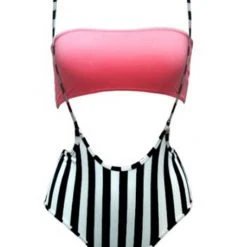 Hamade Activewear High Waisted Sling Bottoms - Black And White Striped