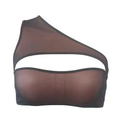 All Pole Wear Hamade Activewear Mesh One Shoulder Top - Black/Sand 14 All Pole Wear Hamade Activewear Mesh One Shoulder Top - Black/Sand