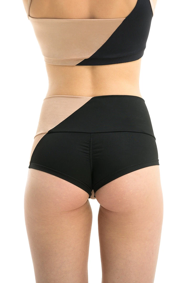 All Pole Wear Poledancerka Movement High-Low Shorts - Black/Nude 01 2 All Pole Wear Poledancerka Movement High-Low Shorts - Black/Nude 01