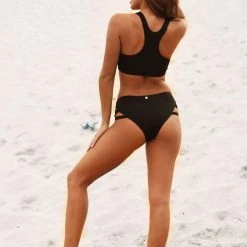 Lunalae Low Waist Cross Section Shorts - Black All Pole Wear