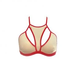 Hamade Activewear High Scoop Neck Top - Sand/Red