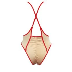 All Pole Wear Hamade Activewear High Waisted Sling Bottoms - Sand/Red