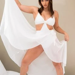 Lunalae High Waist Wrap Dance Skirt - White