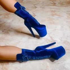 Hella Heels BabyDoll Velvet 8inch Boots - King Pin