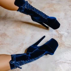 Hella Heels BabyDoll Velvet 8inch Boots - Old Money