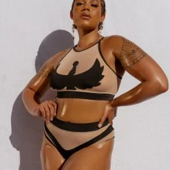 Creatures Of XIX I S I S High Waisted Bottoms - Black With Sand Mesh