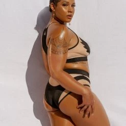 Creatures Of XIX I S I S High Waisted Bottoms - Black With Sand Mesh