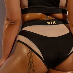 Creatures Of XIX I S I S High Waisted Bottoms - Black With Sand Mesh