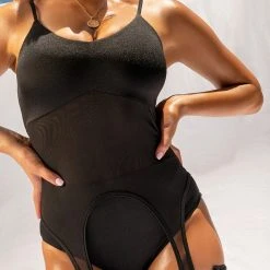 All Pole Wear Creatures Of XIX Heavenly Mama Garter Bodysuit - Onyx