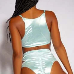 Creatures Of XIX Aphrodite Bralette - Baby Blue Satin All Pole Wear