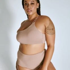 Creatures Of XIX LuxLounge One Shoulder Illusion Top - Taupe All Pole Wear