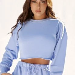 Creatures Of XIX Oversized Cropped Jumper - Powder Blue Plus Size Pole Wear 7 Creatures Of XIX Oversized Cropped Jumper - Powder Blue Plus Size Pole Wear