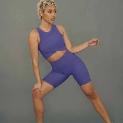 All Pole Wear Creatures Of XIX Move It Ribbed Corset Biker Shorts - Violet Dusk