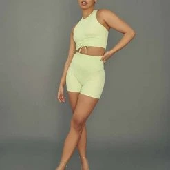 Creatures Of XIX Move It Ribbed Corset Crop - Appletini All Pole Wear