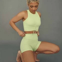 Creatures Of XIX Move It Ribbed Corset Crop - Appletini All Pole Wear