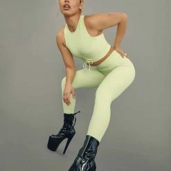 All Pole Wear Creatures Of XIX Move It Ribbed Corset Leggings - Appletini