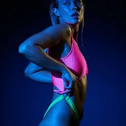 Rolling Malandra Bodysuit - Ribbed Neon Pink/Green 10 Rolling Malandra Bodysuit - Ribbed Neon Pink/Green