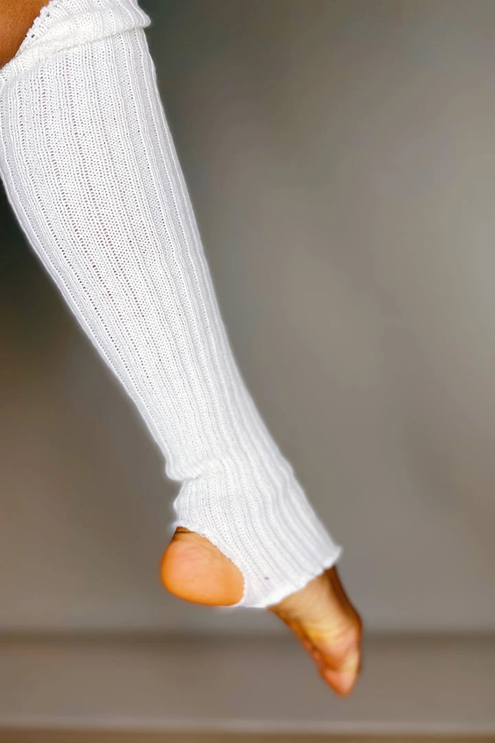 Pole Junkie Knee High Stirrup Legwarmers - White 5 Pole Junkie Knee High Stirrup Legwarmers - White