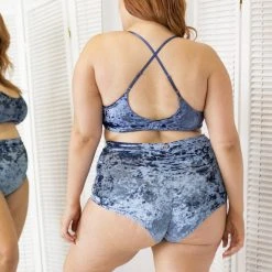 Lunalae Delphine Shorts - Gunmetal Velvet