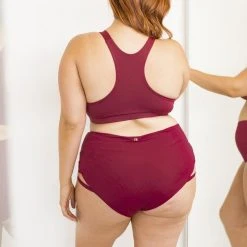 Lunalae High Waist Cross Section Shorts - Wine