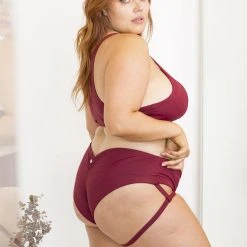 Lunalae Lure You Low-Rise Garter Shorts - Wine All Pole Wear 20 Lunalae Lure You Low-Rise Garter Shorts - Wine All Pole Wear