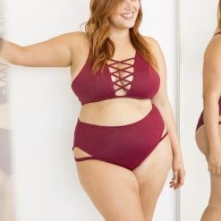 Lunalae Khloe High Waisted Shorts - Wine 11 Lunalae Khloe High Waisted Shorts - Wine