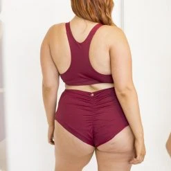 Lunalae Khloe High Waisted Shorts - Wine 13 Lunalae Khloe High Waisted Shorts - Wine