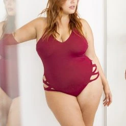 All Pole Wear Lunalae Yoncé Bodysuit - Wine