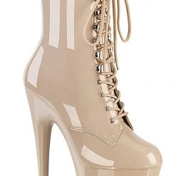 Pleaser USA Adore-1020 7inch Pleaser Boots - Patent Beige Shoes