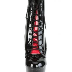 Pleaser USA Adore-1020FH 7inch Pleaser Boots - Black/Red Corset