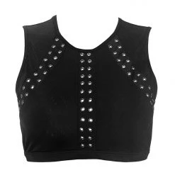 Hamade Activewear Eyelet High Neck Top - Black