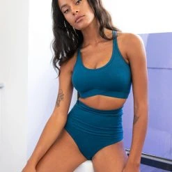 Lunalae Aliza High Waist Bottoms - Recycled Teal Plus Size Pole Wear