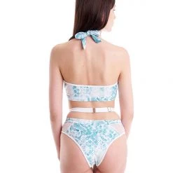 All Pole Wear Hamade Activewear Strappy High Waisted Bottoms - Aqua Snake