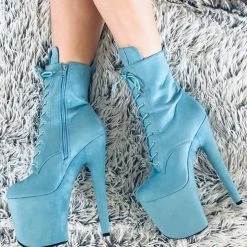 Hella Heels BabyDoll 8inch Boots - Baby Blue Shoes