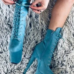Hella Heels BabyDoll 8inch Boots - Baby Blue Shoes