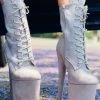 Hella Heels BabyDoll 8inch Boots - Light Grey