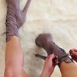 Hella Heels BabyDoll 8inch Boots - Lilac Mink