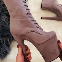 Hella Heels BabyDoll 8inch Boots - Lilac Mink