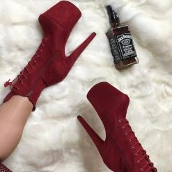 Hella Heels BabyDoll 8inch Boots - Dark Red 12 Hella Heels BabyDoll 8inch Boots - Dark Red