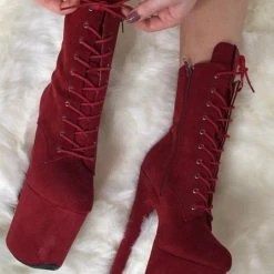 Hella Heels BabyDoll 8inch Boots - Dark Red