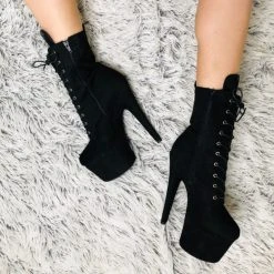 Hella Heels BabyDoll 7inch Boots - Black Back In Stock
