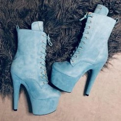 Hella Heels BabyDoll 7inch Boots - Baby Blue Shoes 7 Hella Heels BabyDoll 7inch Boots - Baby Blue Shoes