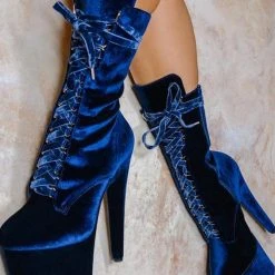 Hella Heels BabyDoll Velvet 7inch Boots - Old Money Shoes