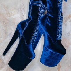 Hella Heels BabyDoll Velvet 8inch Boots - Old Money